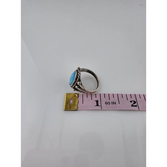 Native American Sterling Silver 925 Turquoise Ring Size 7.5 - Picture 7 of 8